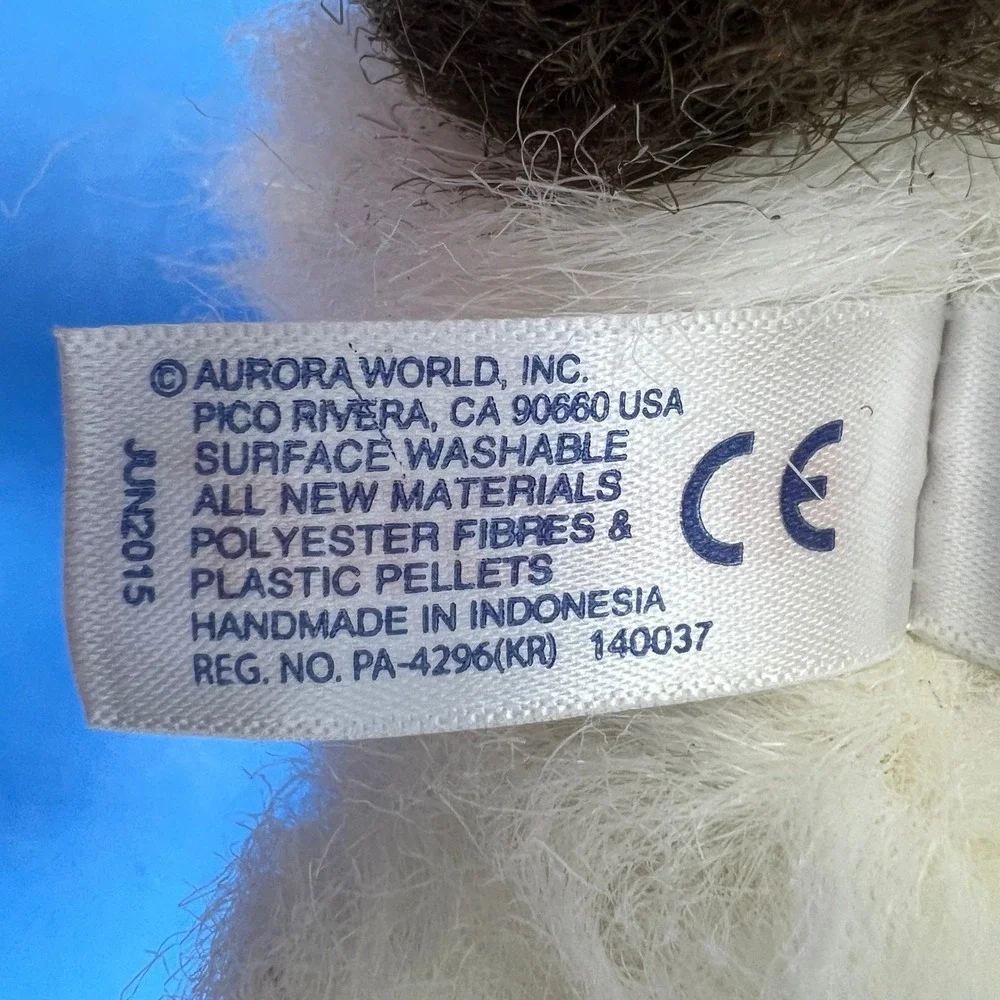 Aurora‎ 12 inch Plush Cat White Brown Siamese Blue Eyes 2015 Hand Made Indonesia